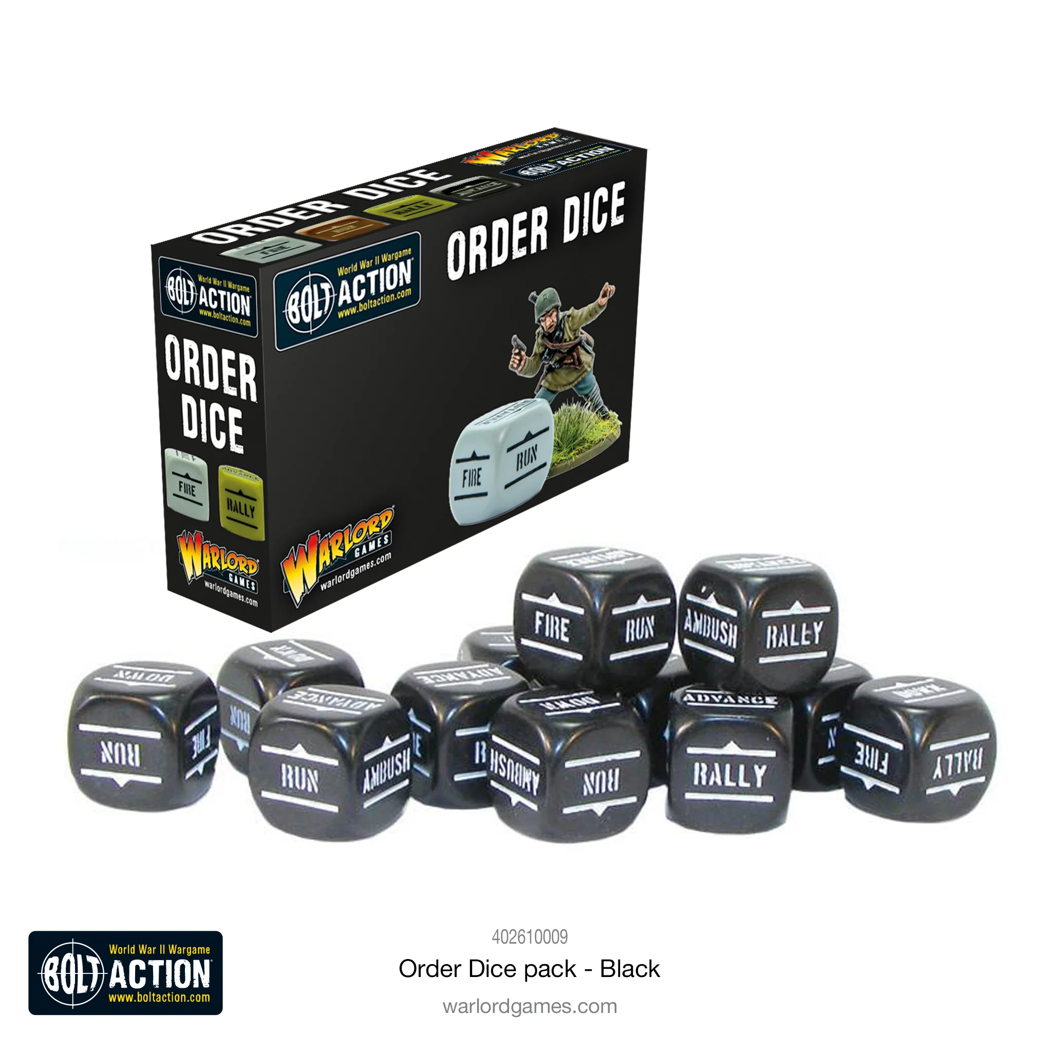 Bolt Action Orders Dice pack - Black