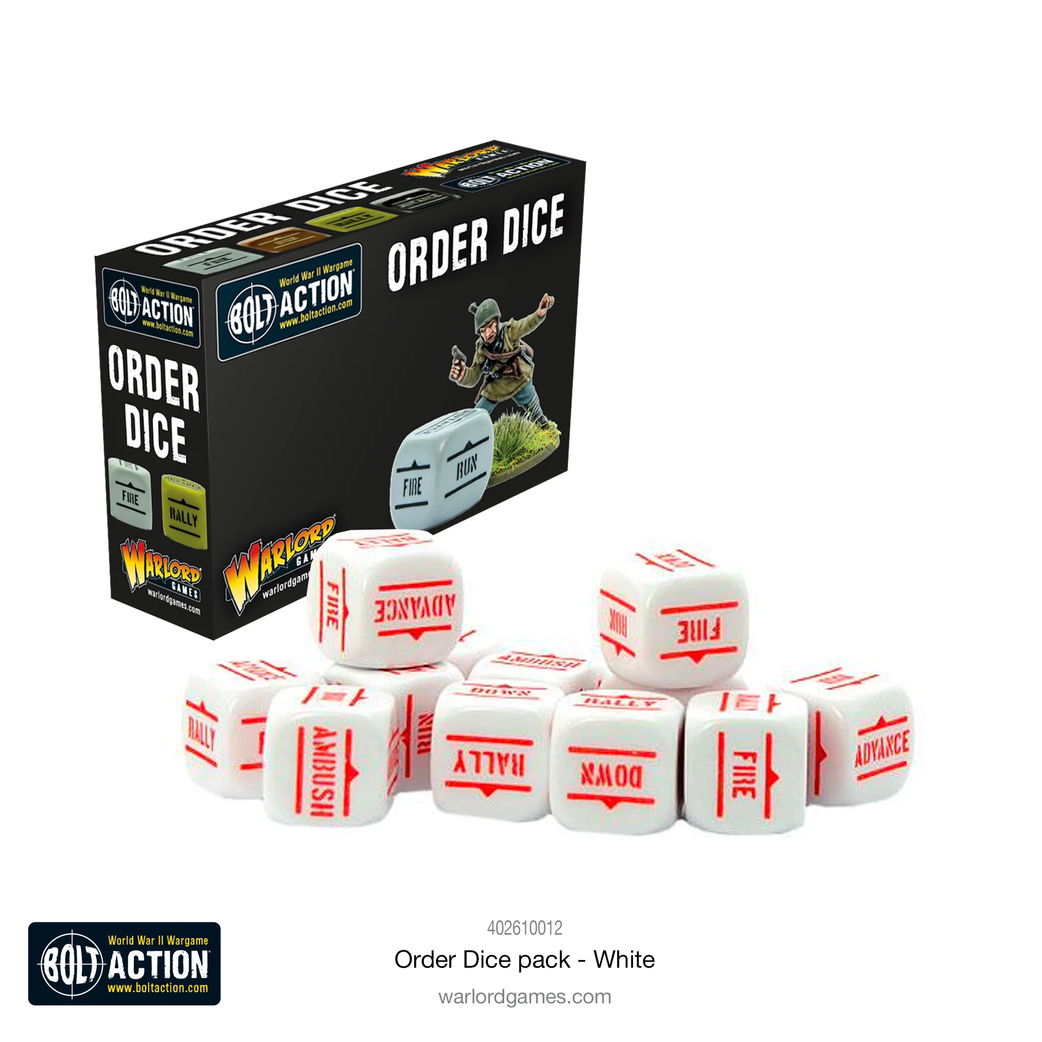 Bolt Action Orders Dice pack - White